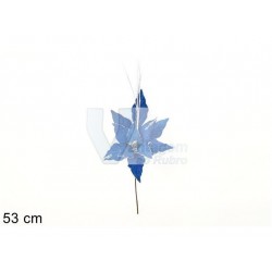 Flor de natal azul em veludo 53cm