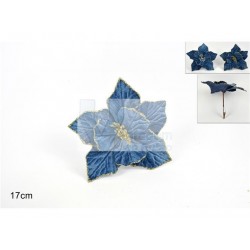 Flor - Poinsétia azul c/ pinça
